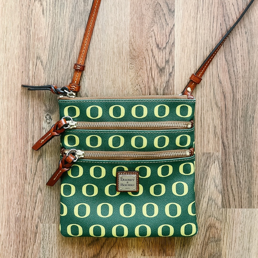 Oregon Ducks Dooney & Bourke Triple Zip Crossbody Purse